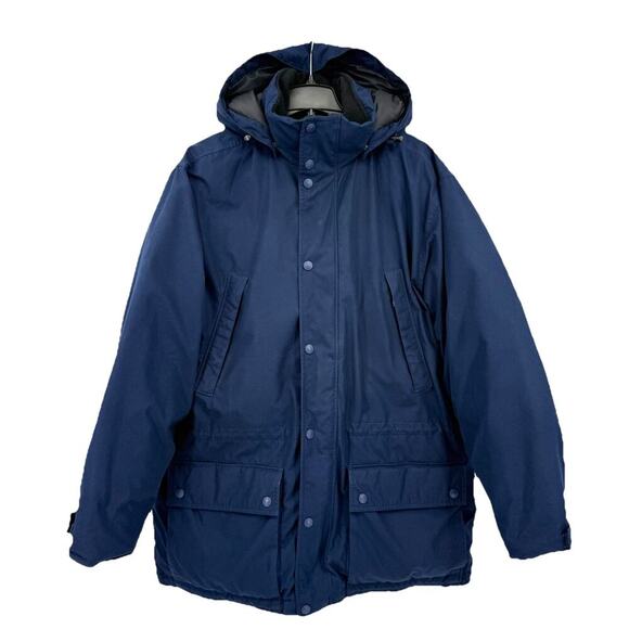 Vintage Eddie Bauer Navy Jacket Men’s XL Goose Down Coat Hooded Puffer Parka - Picture 2 of 16